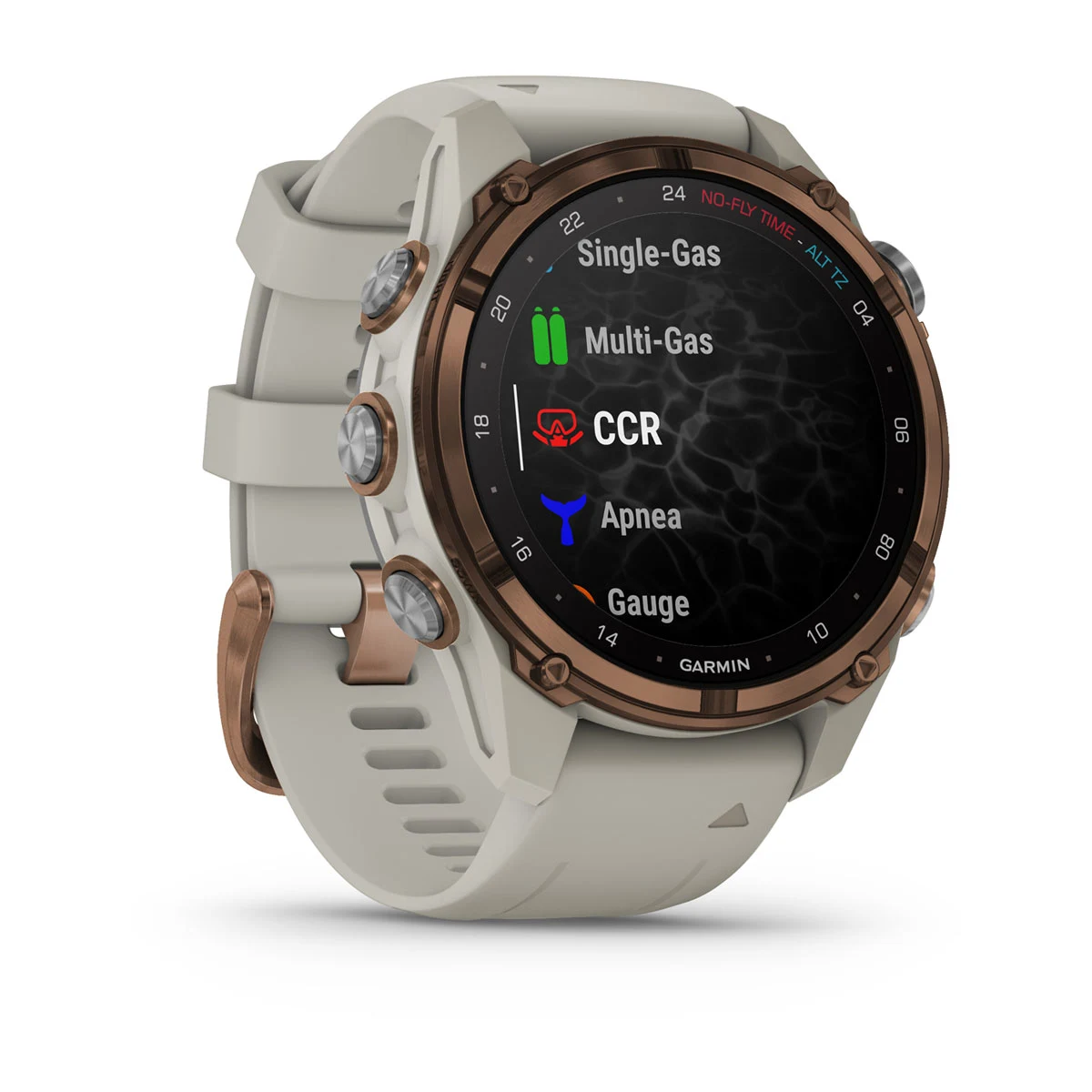 Descent™ Mk3i – 43 mm Bronze PVD Titanium with French Gray Silicone Band and Descent T2 Transceiver