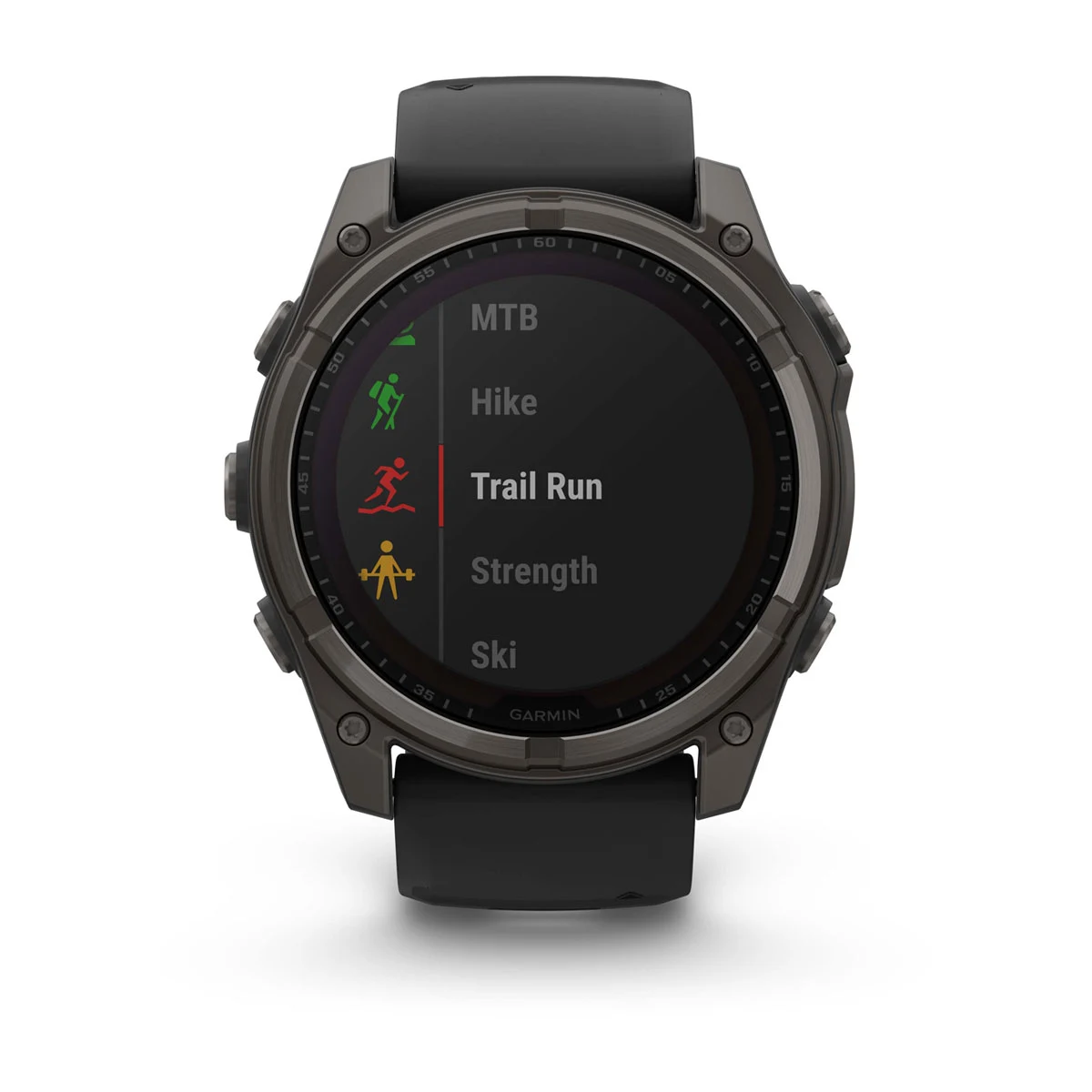 fēnix® 8 – 51 mm, Solar Sapphire, Carbon Gray DLC Titanium with Black/Pebble Gray Silicone Band