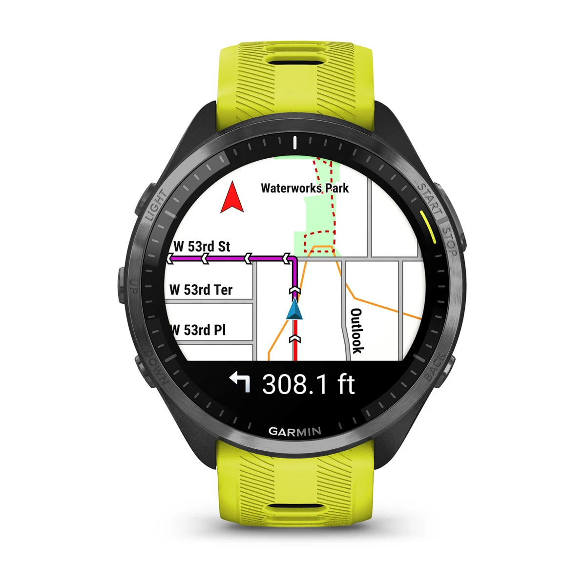 Forerunner® 965 Carbon Gray DLC Titanium Bezel with Black Case and Amp Yellow/Black Silicone Band