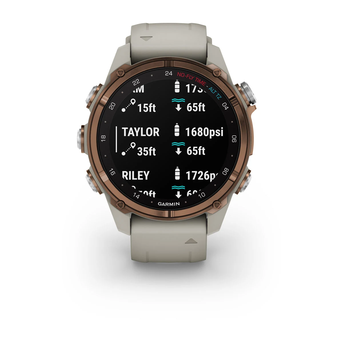 Descent™ Mk3i – 43 mm Bronze PVD Titanium with French Gray Silicone Band and Descent T2 Transceiver