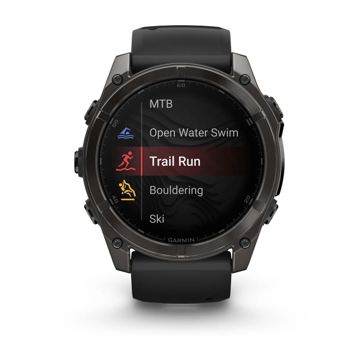 fēnix® 8 – 51 mm, AMOLED Sapphire, Carbon Gray DLC Titanium with Black/Pebble Gray Silicone Band