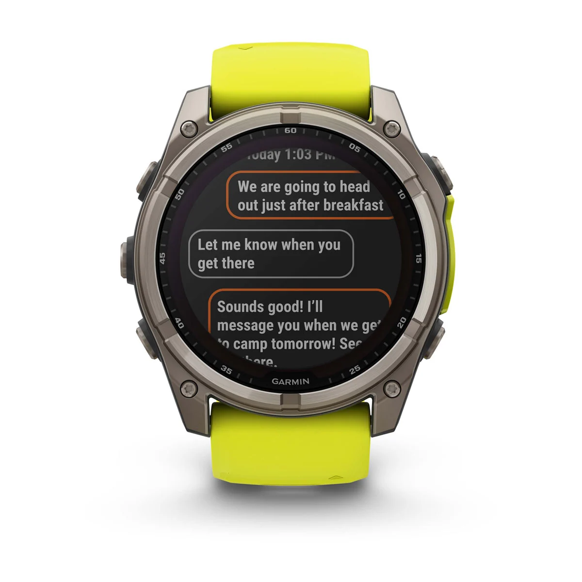 fēnix® 8 – 51 mm, Solar Sapphire, Titanium with Amp Yellow/Graphite Silicone Band