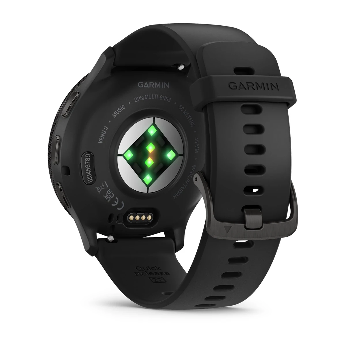 Venu® 3 Slate Stainless Steel Bezel with Black Case and Silicone Band