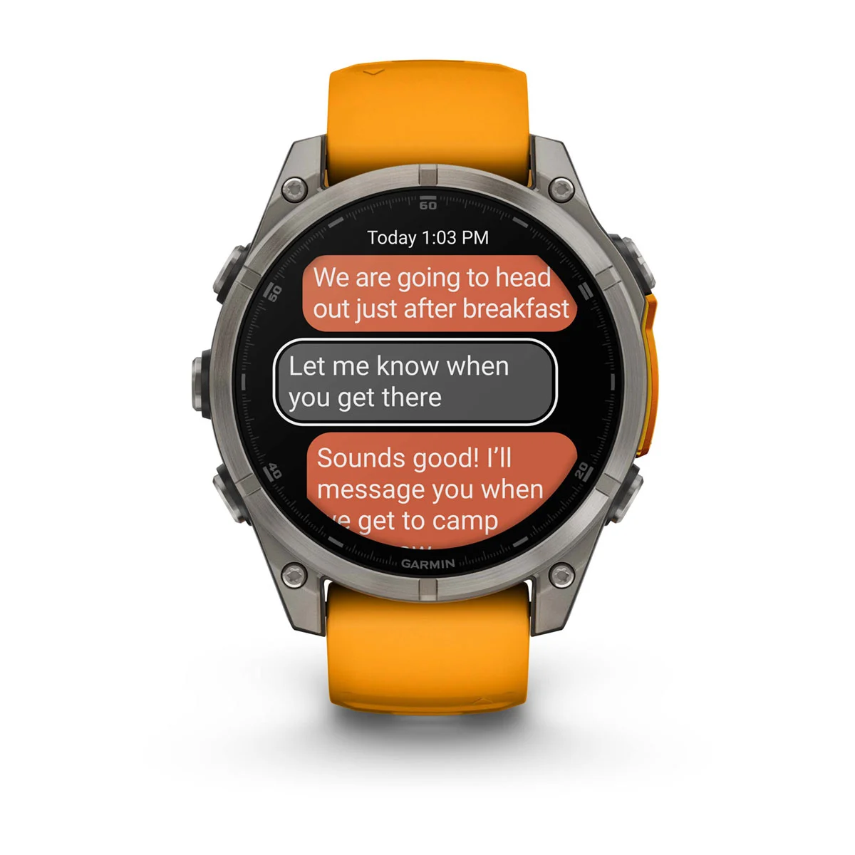 fēnix® 8 – 47 mm, AMOLED Sapphire, Titanium with Spark Orange/Graphite Silicone Band