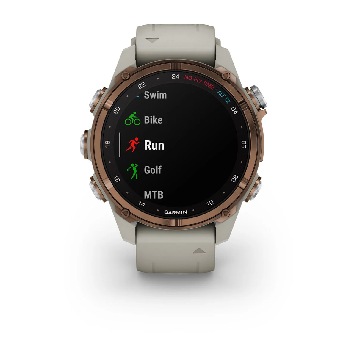 Descent™ Mk3i – 43 mm Bronze PVD Titanium with French Gray Silicone Band and Descent T2 Transceiver