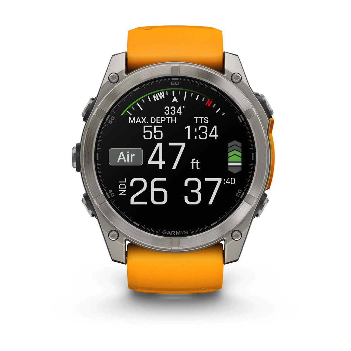 fēnix® 8 – 51 mm, AMOLED Sapphire, Titanium with Spark Orange/Graphite Silicone Band