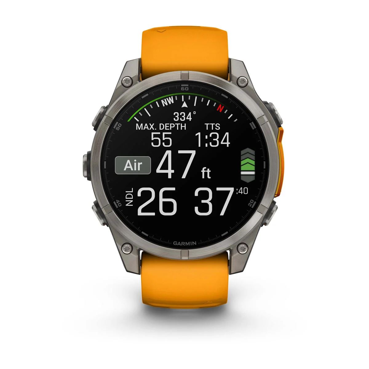 fēnix® 8 – 47 mm, AMOLED Sapphire, Titanium with Spark Orange/Graphite Silicone Band
