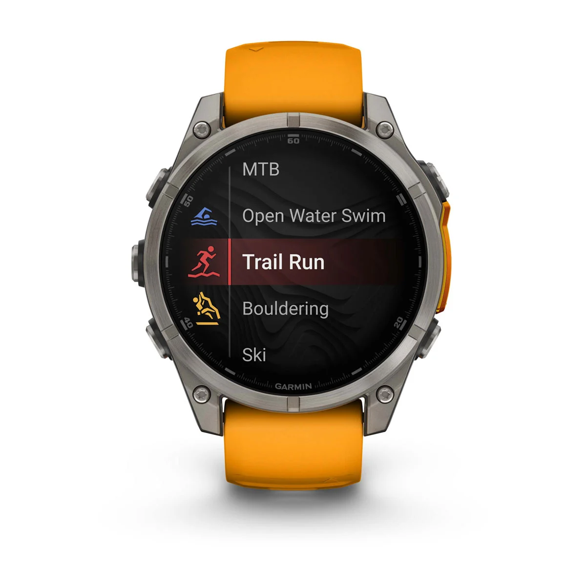 fēnix® 8 – 47 mm, AMOLED Sapphire, Titanium with Spark Orange/Graphite Silicone Band