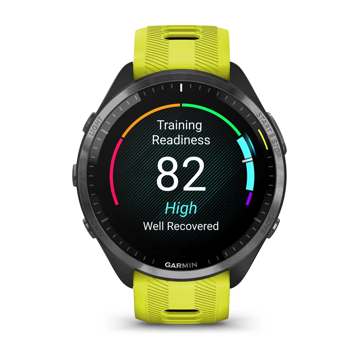 Forerunner® 965 Carbon Gray DLC Titanium Bezel with Black Case and Amp Yellow/Black Silicone Band