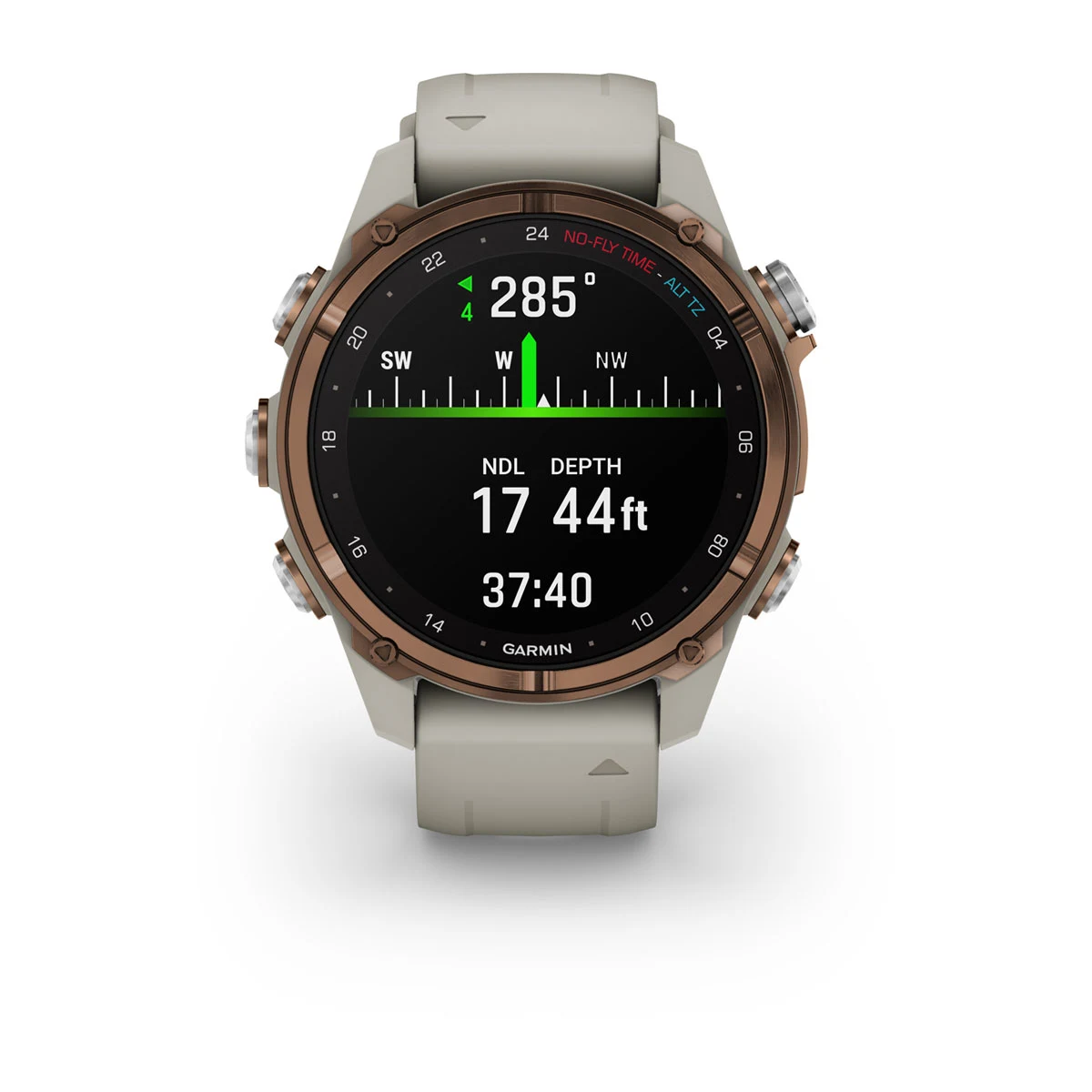 Descent™ Mk3i – 43 mm Bronze PVD Titanium with French Gray Silicone Band and Descent T2 Transceiver
