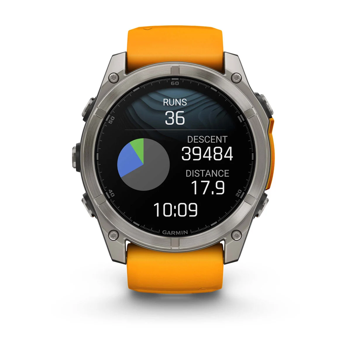 fēnix® 8 – 51 mm, AMOLED Sapphire, Titanium with Spark Orange/Graphite Silicone Band