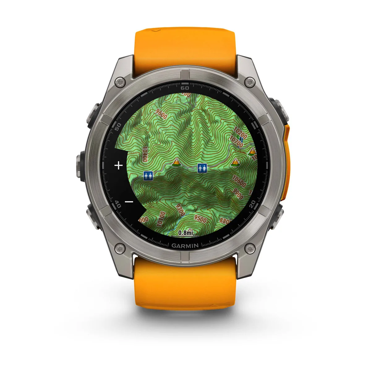 fēnix® 8 – 51 mm, AMOLED Sapphire, Titanium with Spark Orange/Graphite Silicone Band