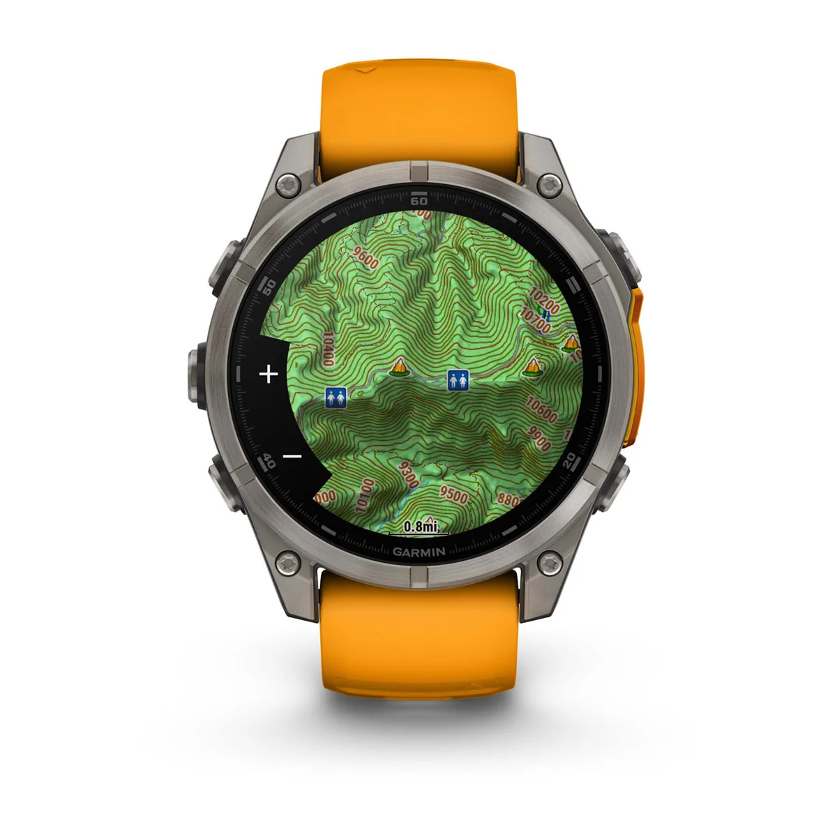 fēnix® 8 – 47 mm, AMOLED Sapphire, Titanium with Spark Orange/Graphite Silicone Band