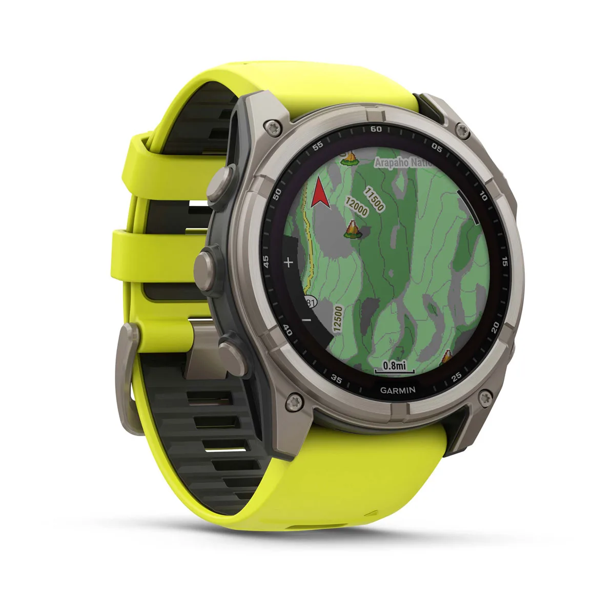 fēnix® 8 – 51 mm, Solar Sapphire, Titanium with Amp Yellow/Graphite Silicone Band
