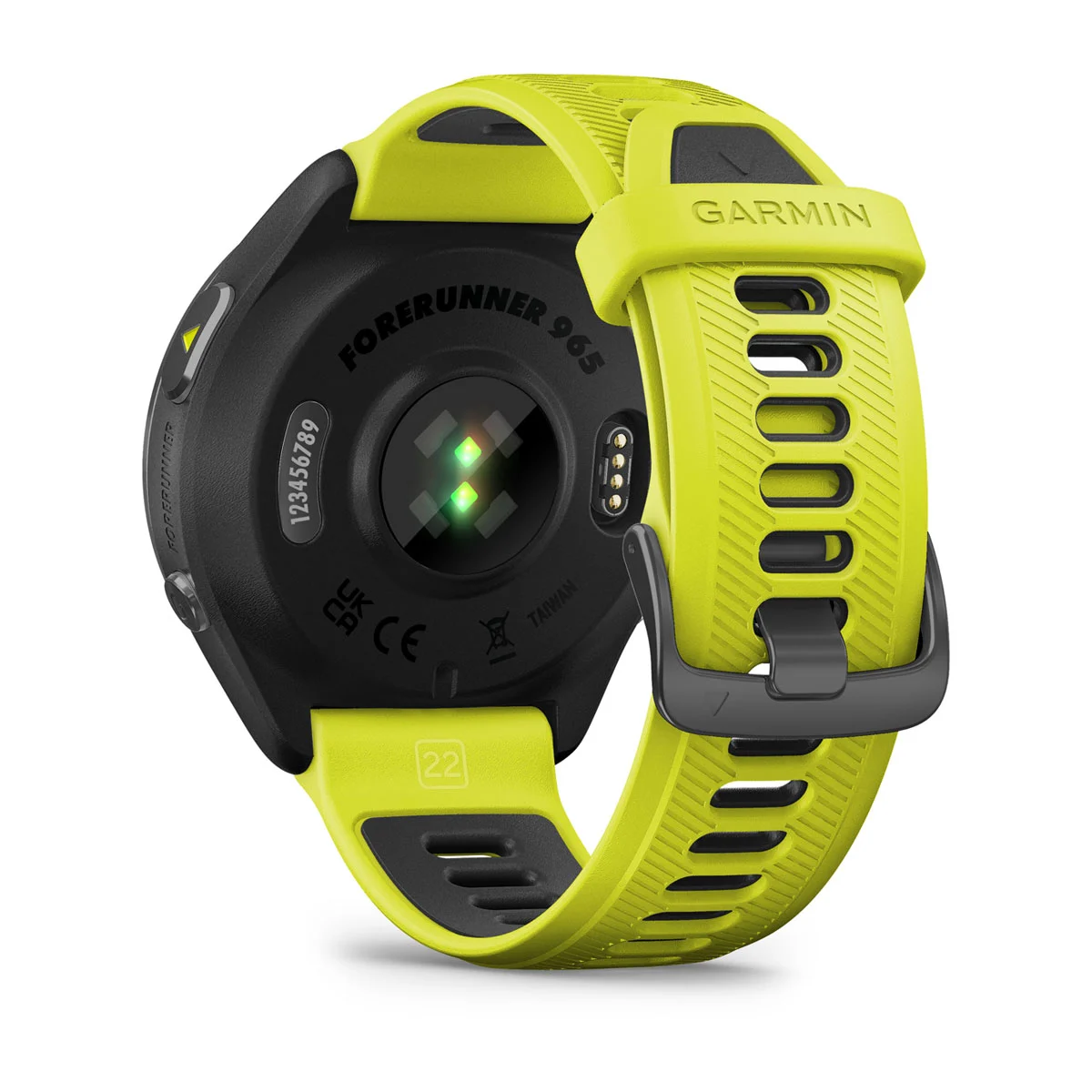 Forerunner® 965 Carbon Gray DLC Titanium Bezel with Black Case and Amp Yellow/Black Silicone Band