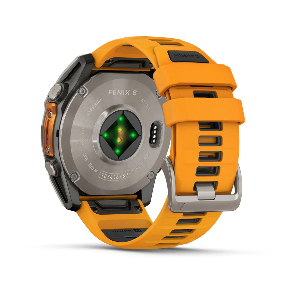 fēnix® 8 – 51 mm, AMOLED Sapphire, Titanium with Spark Orange/Graphite Silicone Band