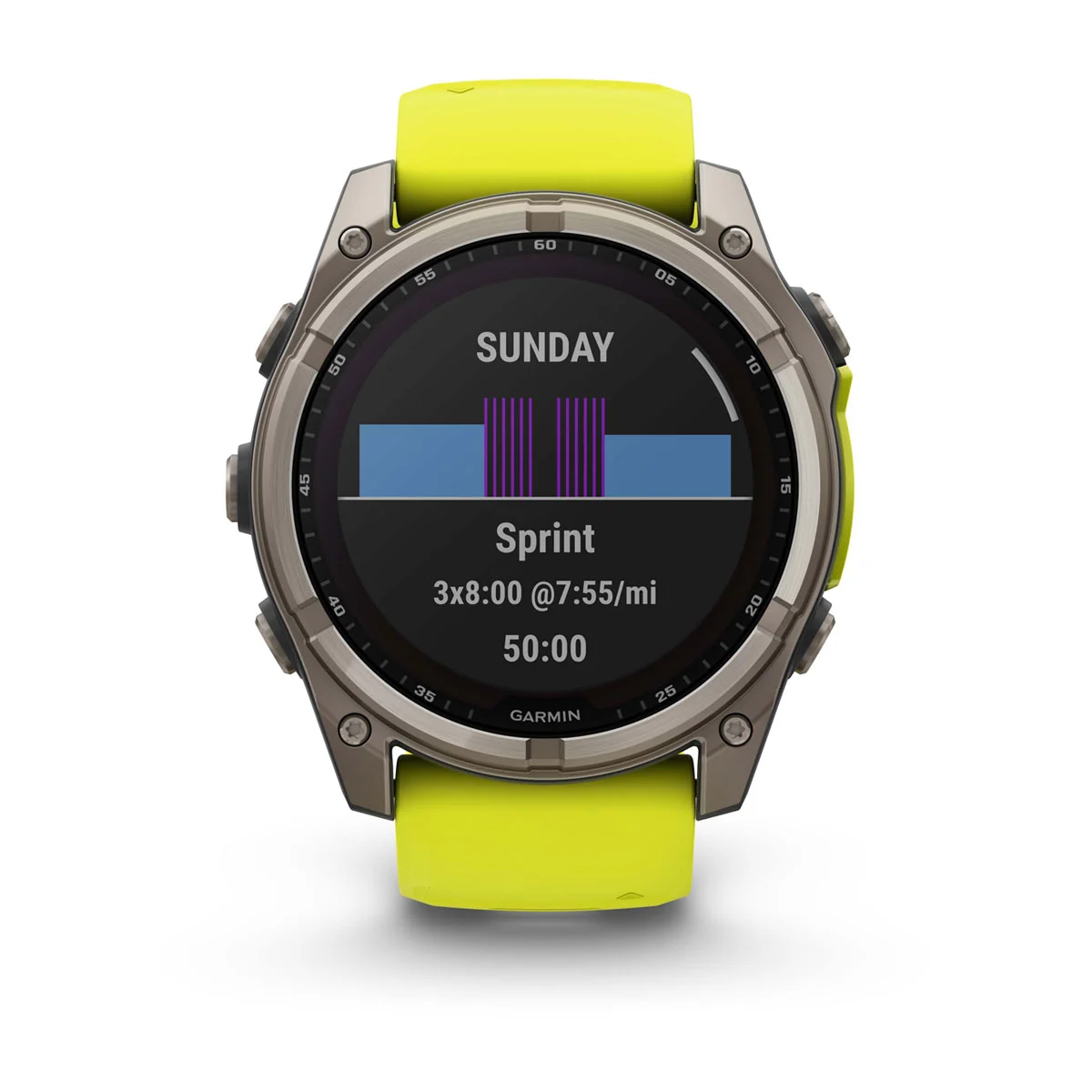 fēnix® 8 – 51 mm, Solar Sapphire, Titanium with Amp Yellow/Graphite Silicone Band
