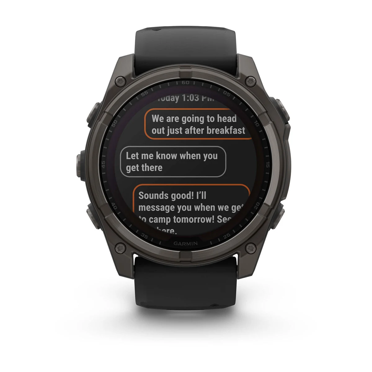 fēnix® 8 – 51 mm, Solar Sapphire, Carbon Gray DLC Titanium with Black/Pebble Gray Silicone Band