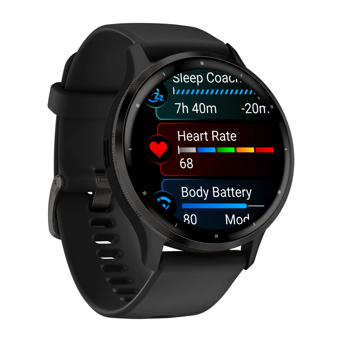 Venu® 3 Slate Stainless Steel Bezel with Black Case and Silicone Band