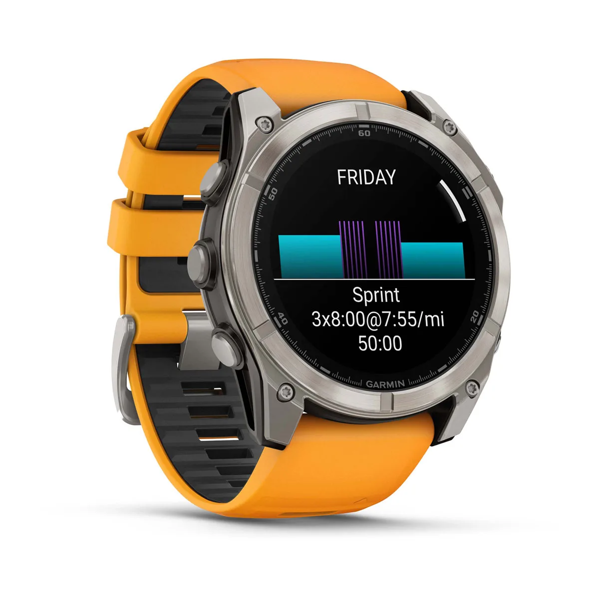 fēnix® 8 – 51 mm, AMOLED Sapphire, Titanium with Spark Orange/Graphite Silicone Band