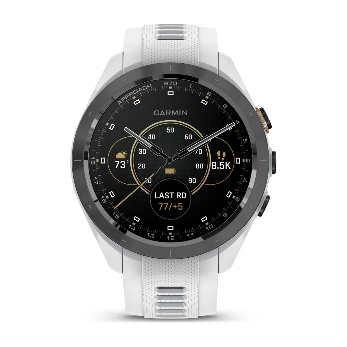 Approach® S70 - 42 mm Black/Peach Ceramic Bezel with White Silicone Band
