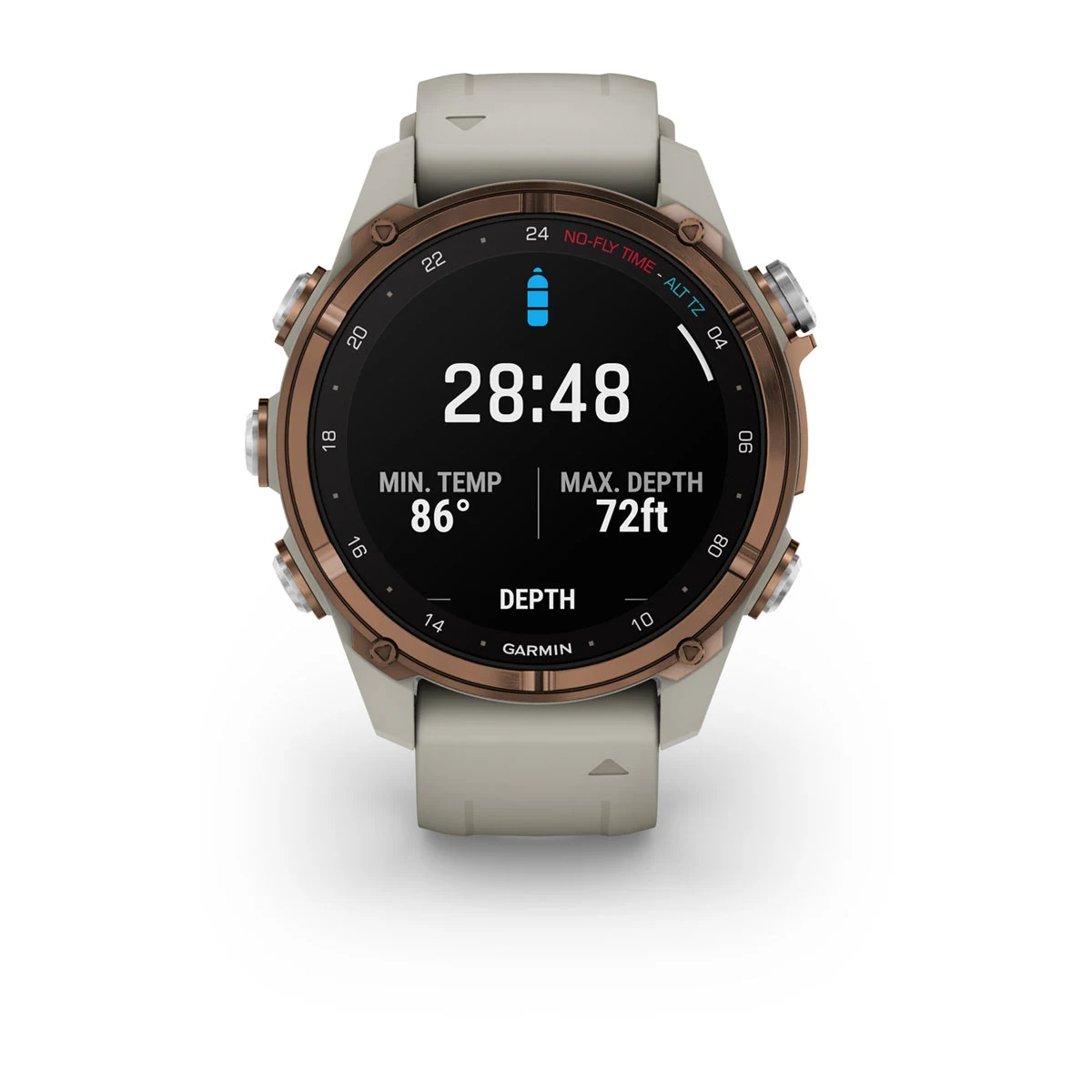 Descent™ Mk3i – 43 mm Bronze PVD Titanium with French Gray Silicone Band and Descent T2 Transceiver