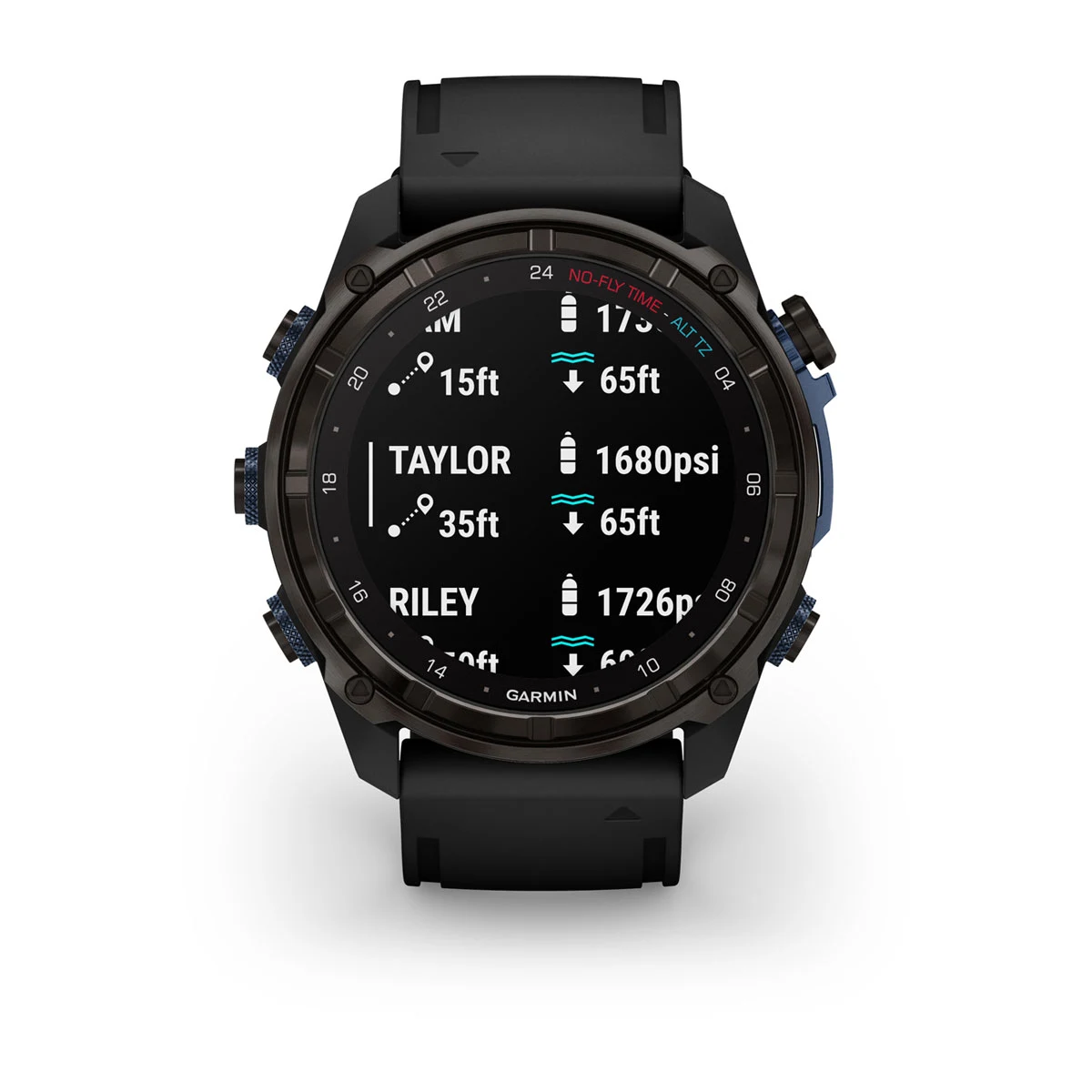 Descent™ Mk3i – 51 mm Carbon Gray DLC Titanium with Black Silicone Band and Descent T2 Transceiver