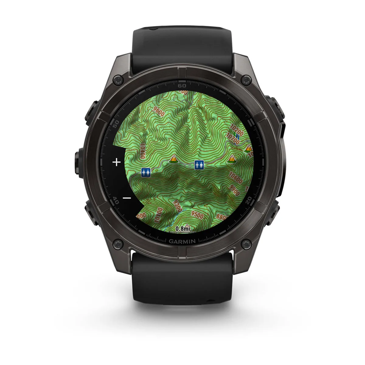 fēnix® 8 – 51 mm, AMOLED Sapphire, Carbon Gray DLC Titanium with Black/Pebble Gray Silicone Band