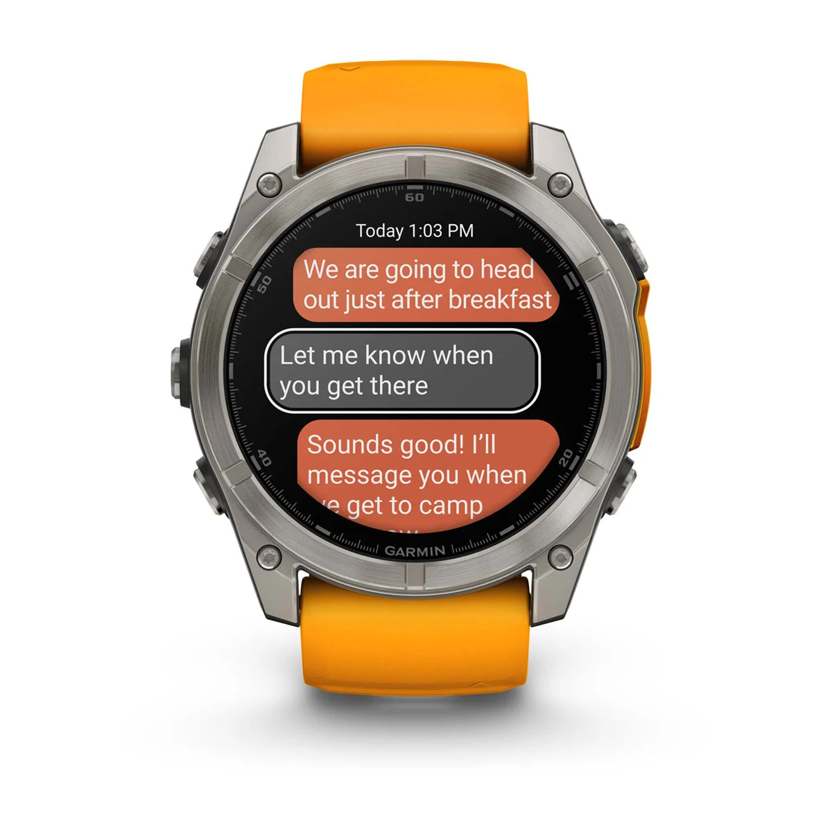 fēnix® 8 – 51 mm, AMOLED Sapphire, Titanium with Spark Orange/Graphite Silicone Band