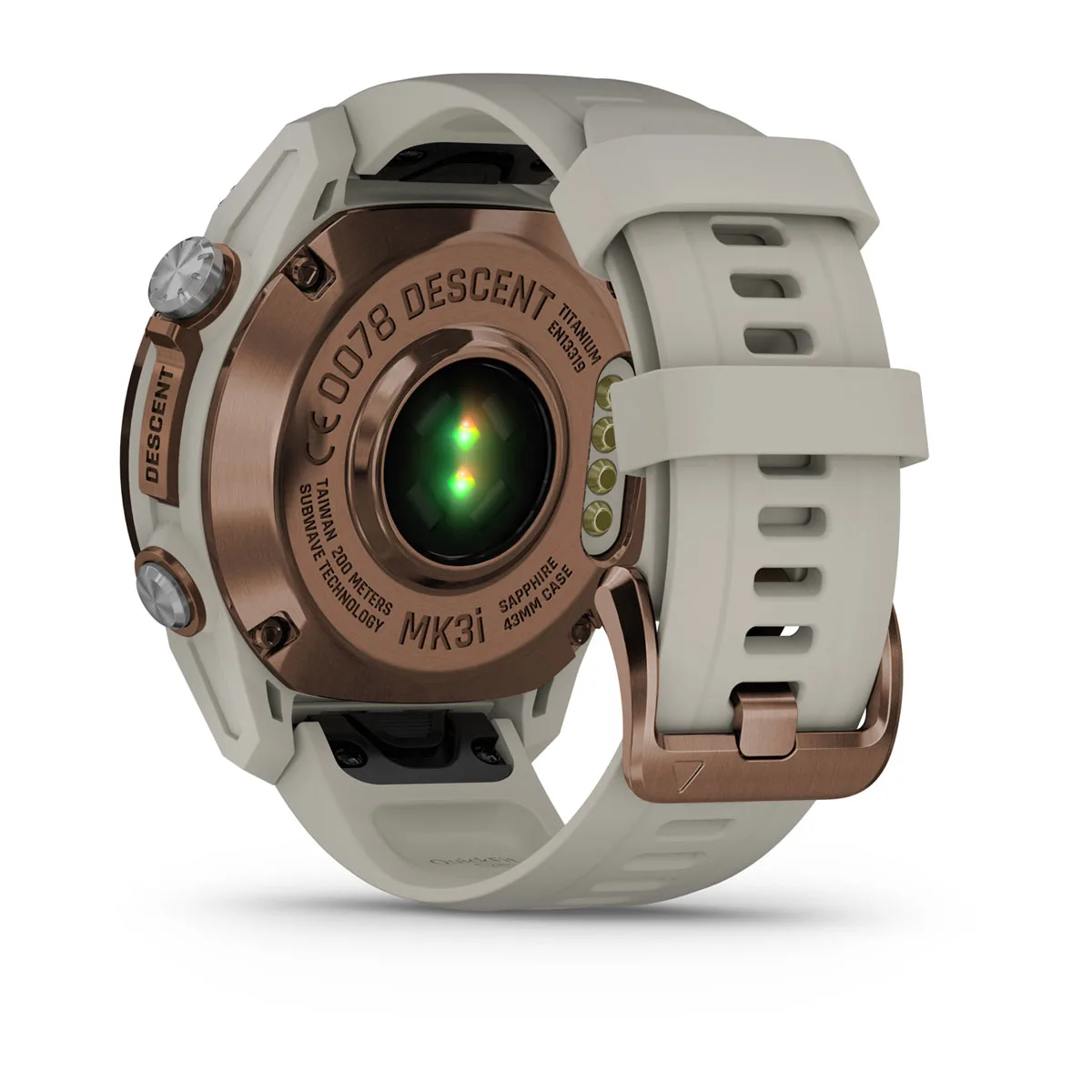 Descent™ Mk3i – 43 mm Bronze PVD Titanium with French Gray Silicone Band and Descent T2 Transceiver