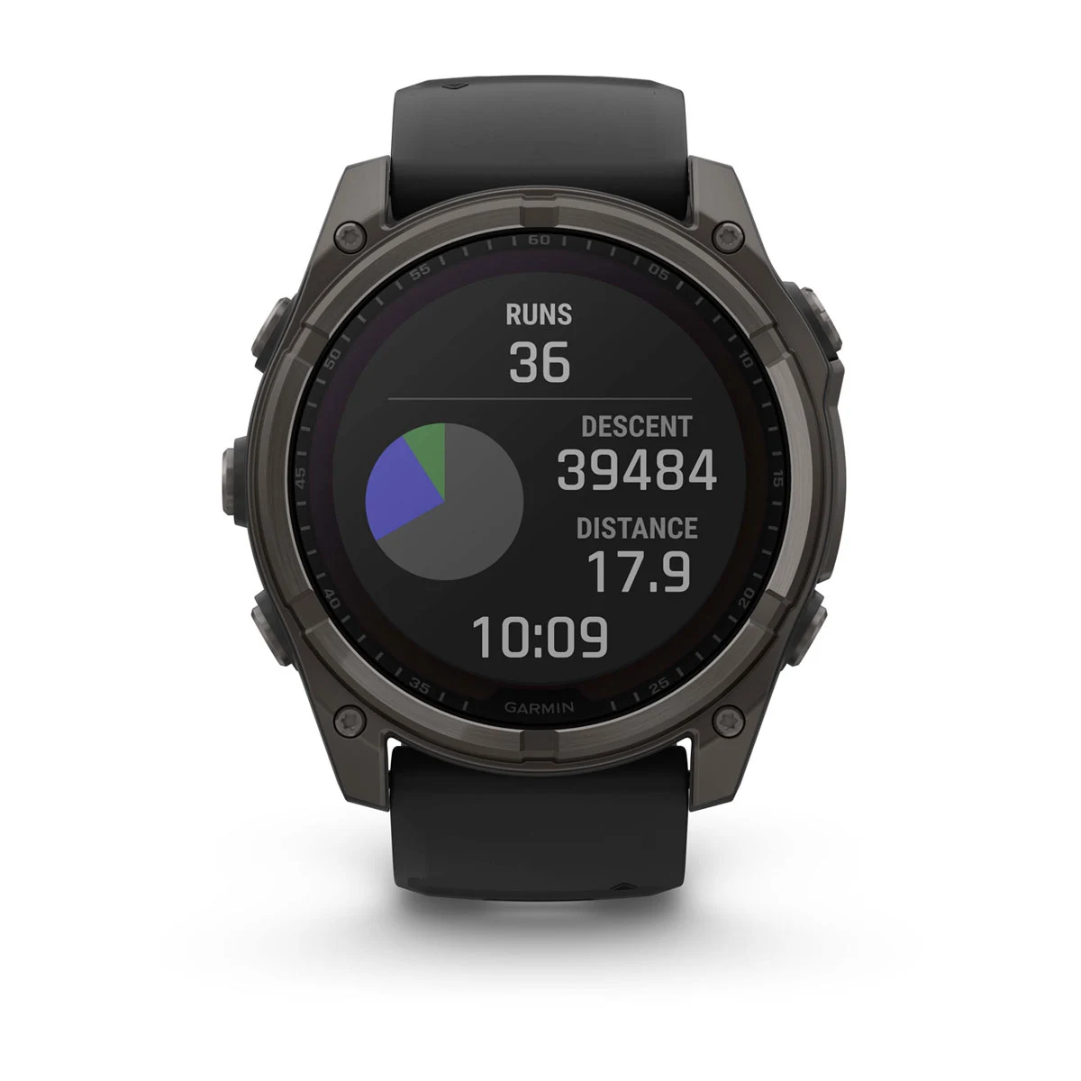 fēnix® 8 – 51 mm, Solar Sapphire, Carbon Gray DLC Titanium with Black/Pebble Gray Silicone Band