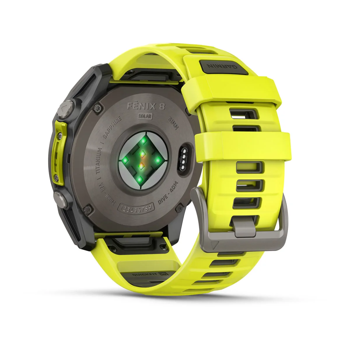 fēnix® 8 – 51 mm, Solar Sapphire, Titanium with Amp Yellow/Graphite Silicone Band