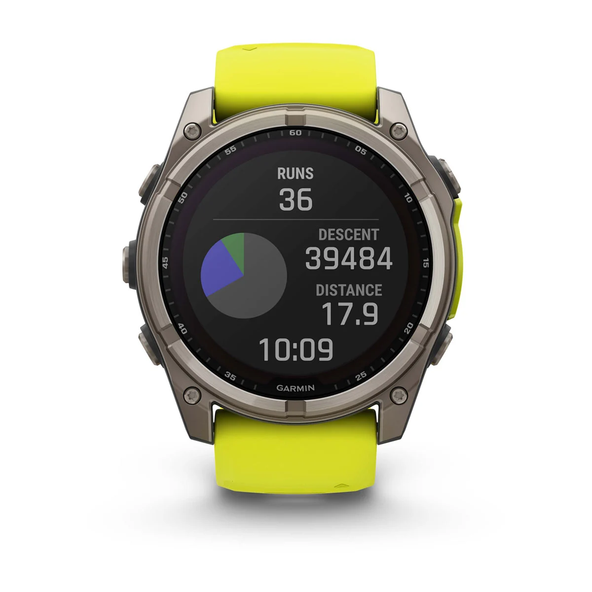 fēnix® 8 – 51 mm, Solar Sapphire, Titanium with Amp Yellow/Graphite Silicone Band
