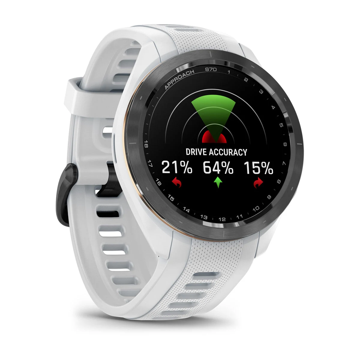 Approach® S70 - 42 mm Black/Peach Ceramic Bezel with White Silicone Band