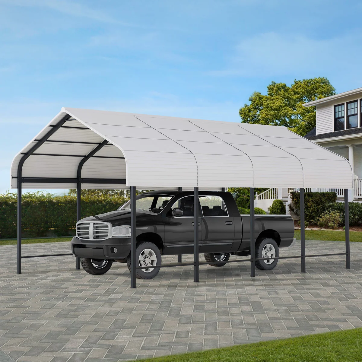 SUNJOY 12x20 Heavy Duty Metal Carport Gazebo with Ceiling Hook