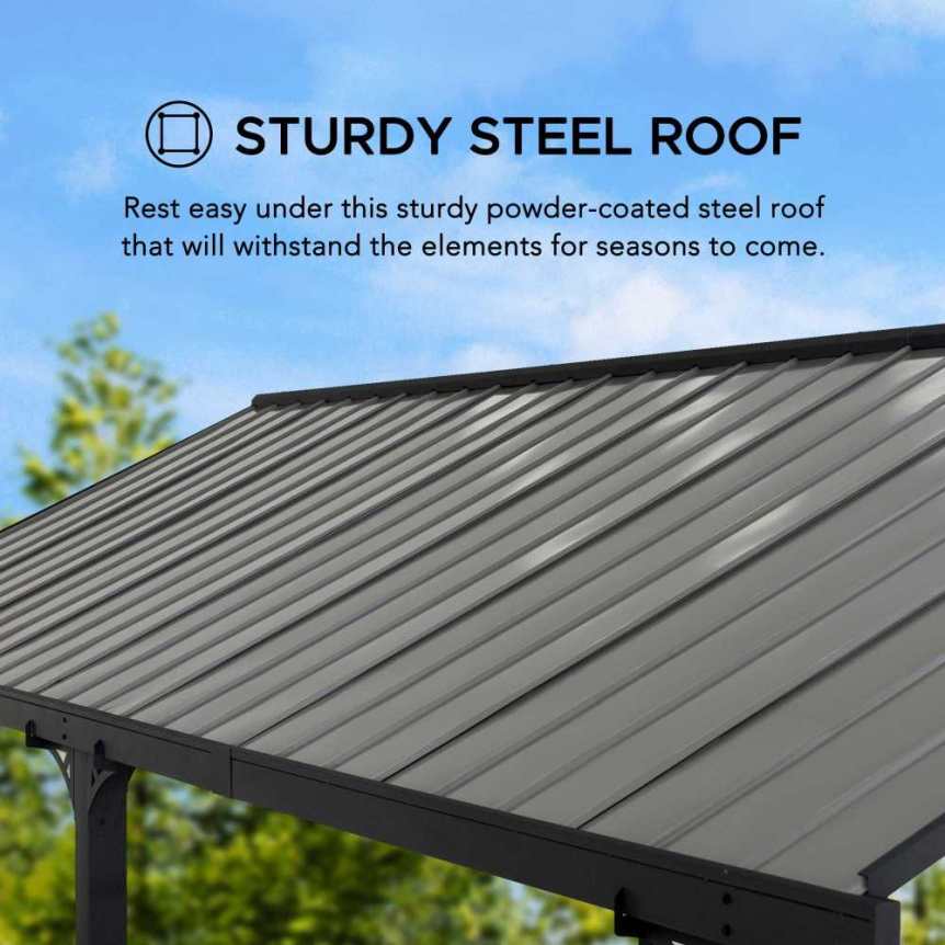 SUNJOY 12x20 Metal Carport Gable Roof Gazebo with 2 Ceiling Hooks
