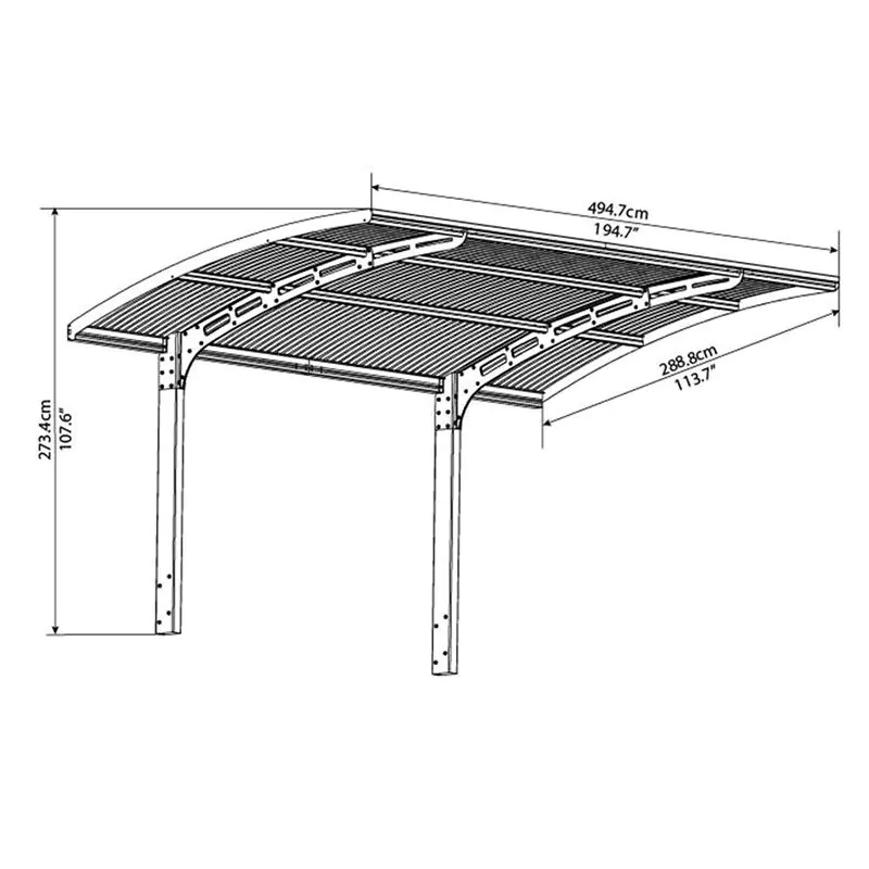 16x10 Palram Canopia Arizona Wave 5000 Grey Metal Carport