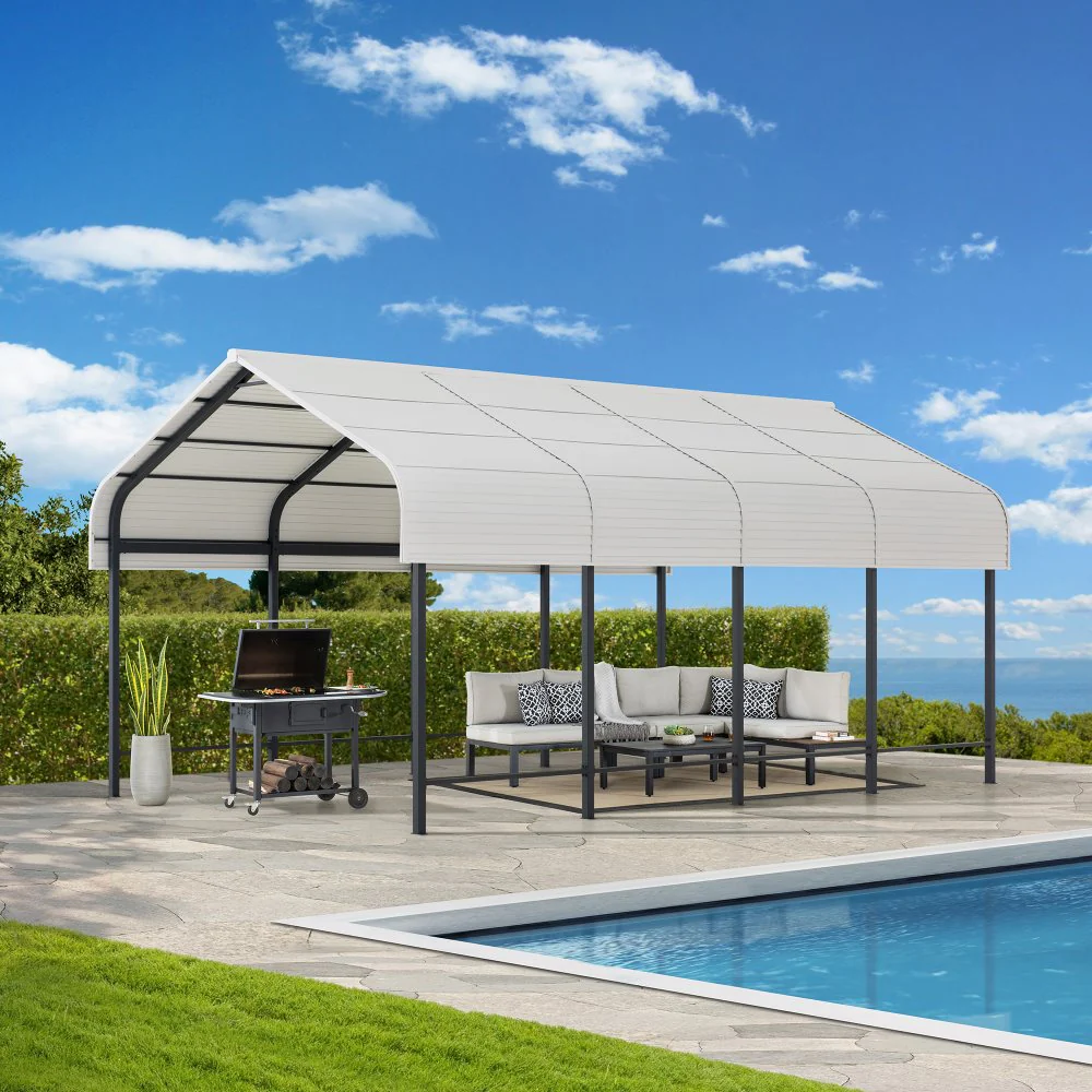 SUNJOY 12x20 Heavy Duty Metal Carport Gazebo with Ceiling Hook