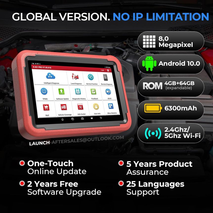 LAUNCH X431 V+ 5.0 Scan Tool with 2025 CANFD Connector, 37 Reset & OE-Level Diagnostics 1