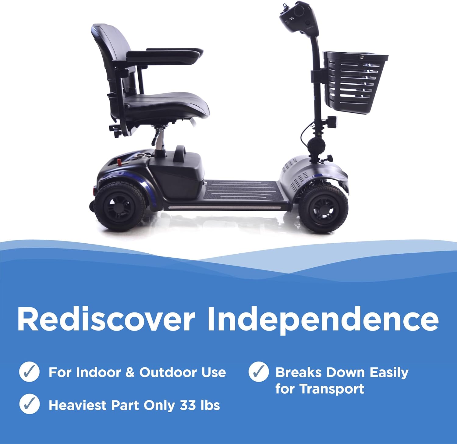 ✨Journey Adventure Mobility Scooter – Lightweight, Electric, Motorized Travel Scooter for Adults & Seniors – Blue🛵