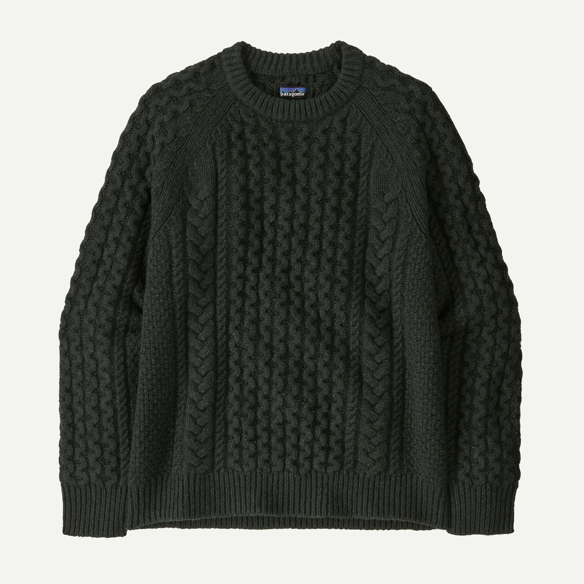 Recycled Wool-Blend Cable-Knit Crewneck Sweater