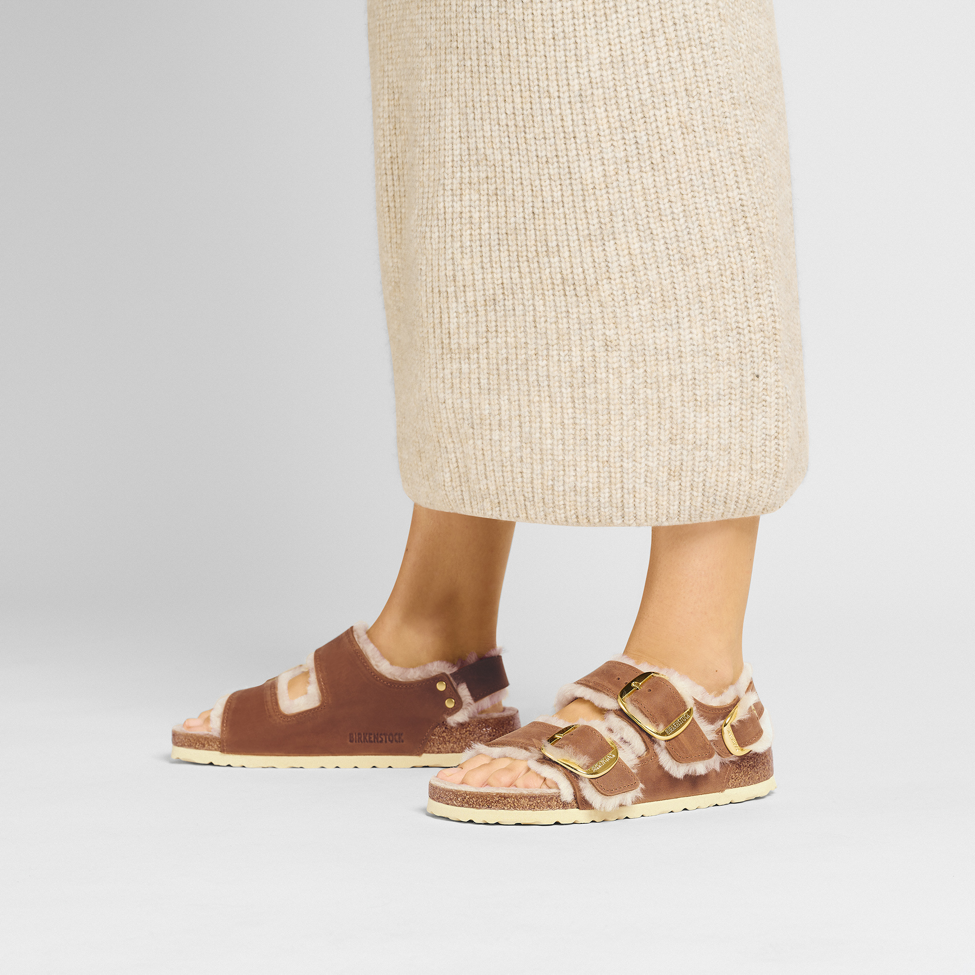 Milano Big Buckle Shearling Oiled Leather