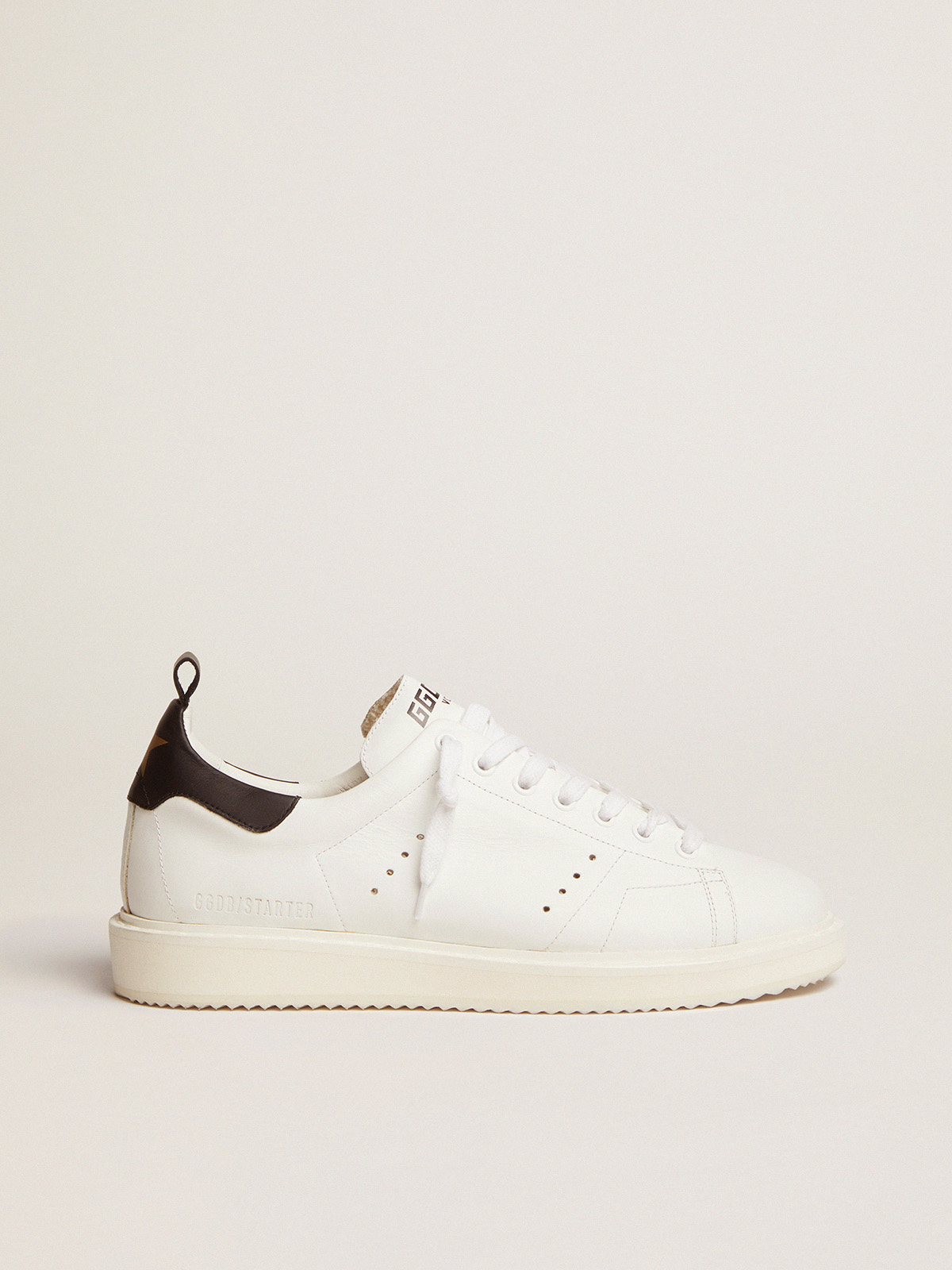 Starter sneakers in leather with black heel tab| Golden Goose