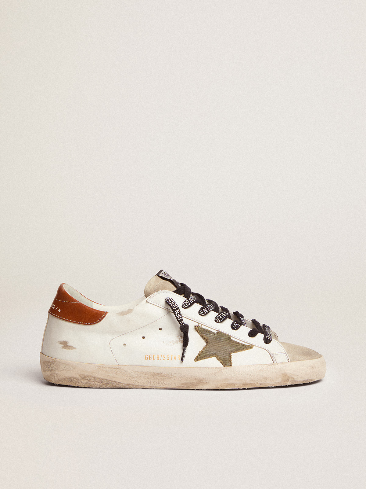 Men's Super-Star LTD with star in olive green canvas| Golden Goose