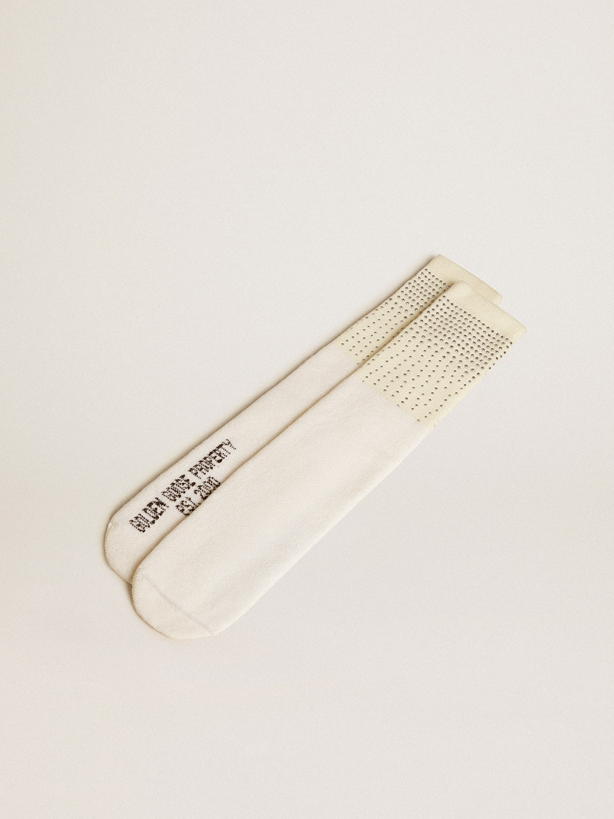 Worn-white socks with applied crystals| Golden Goose