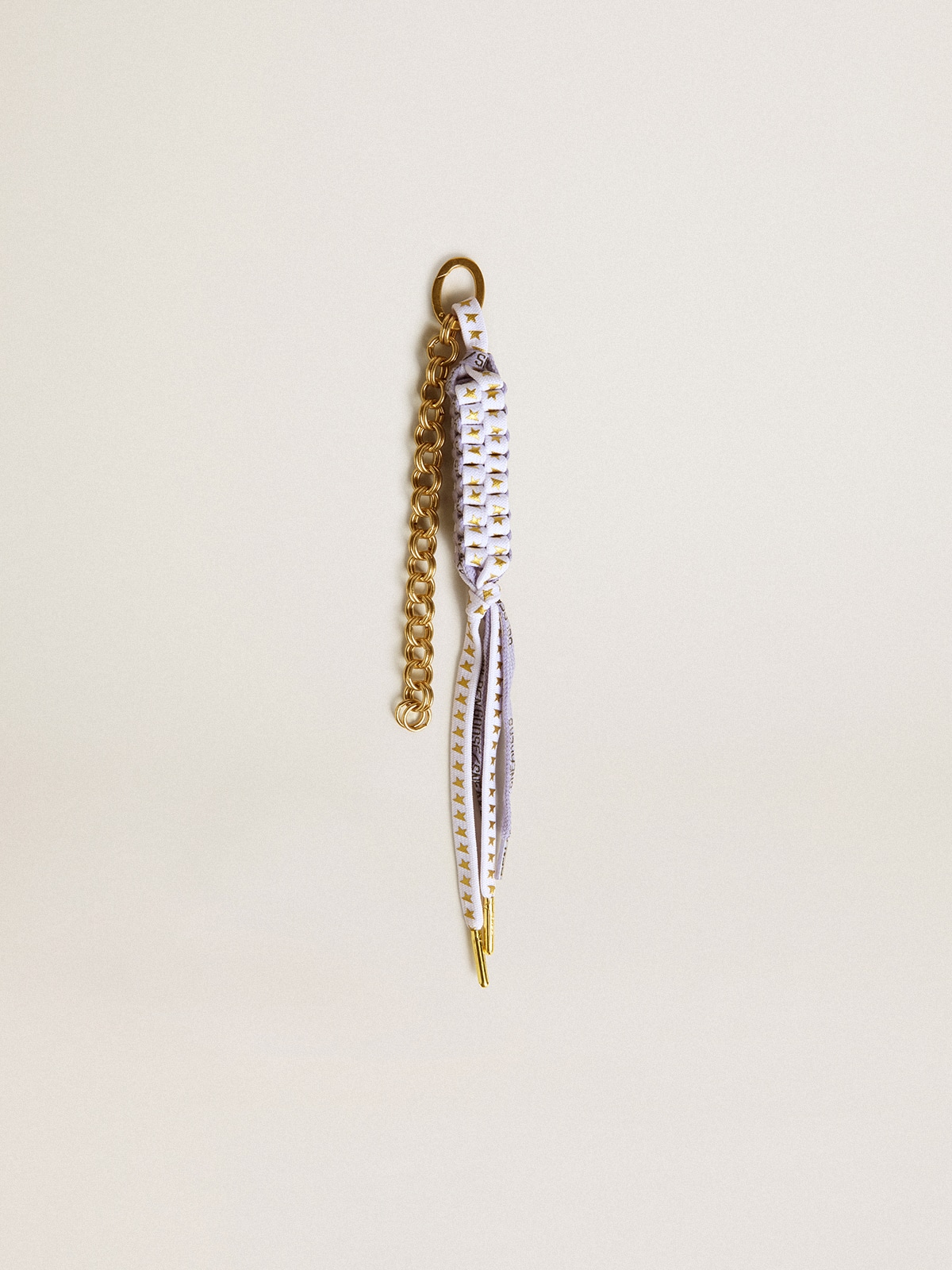 Charm with white knotted laces and gold stars| Golden Goose