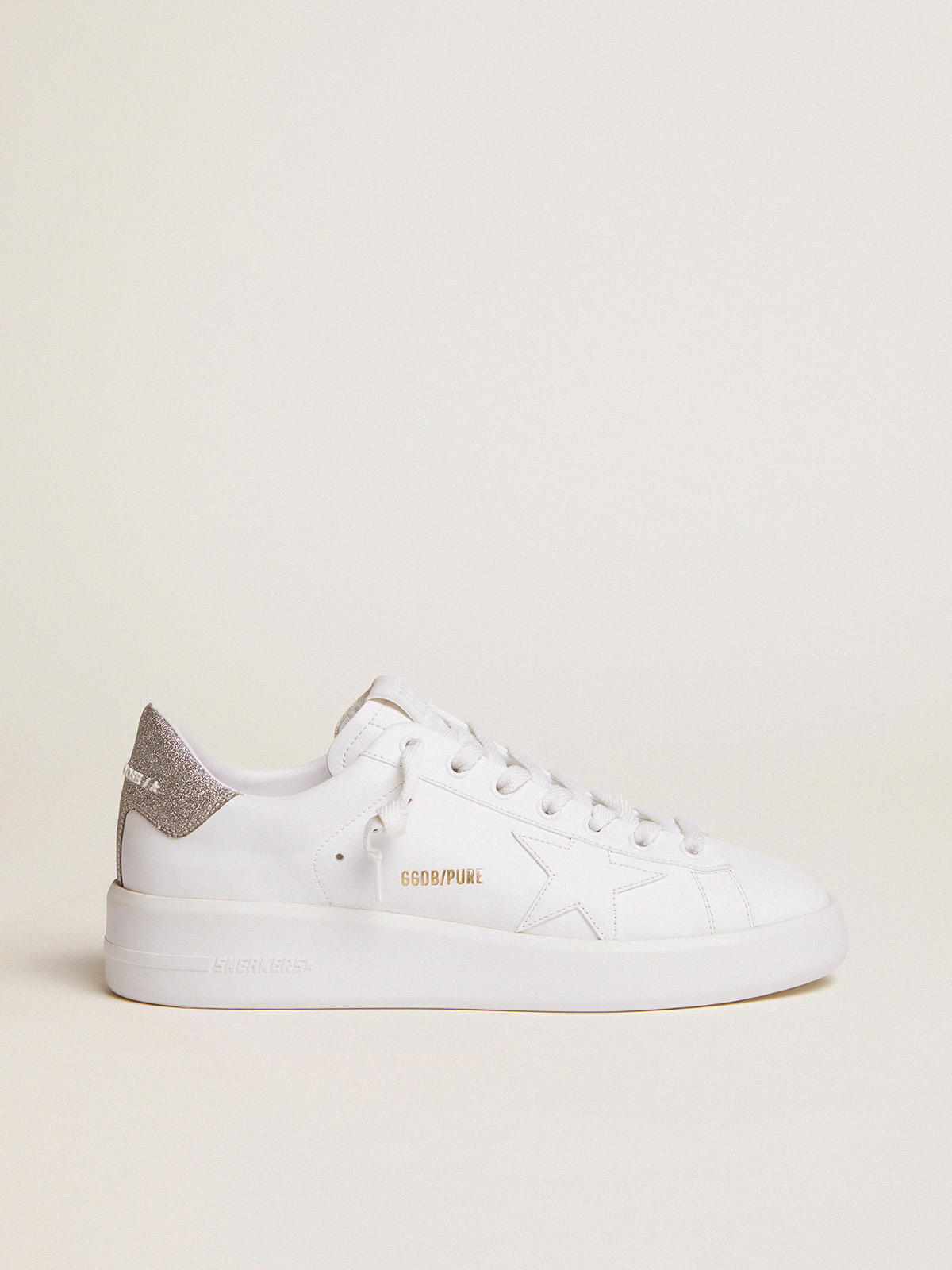 Purestar sneakers with glittery silver heel tab| Golden Goose