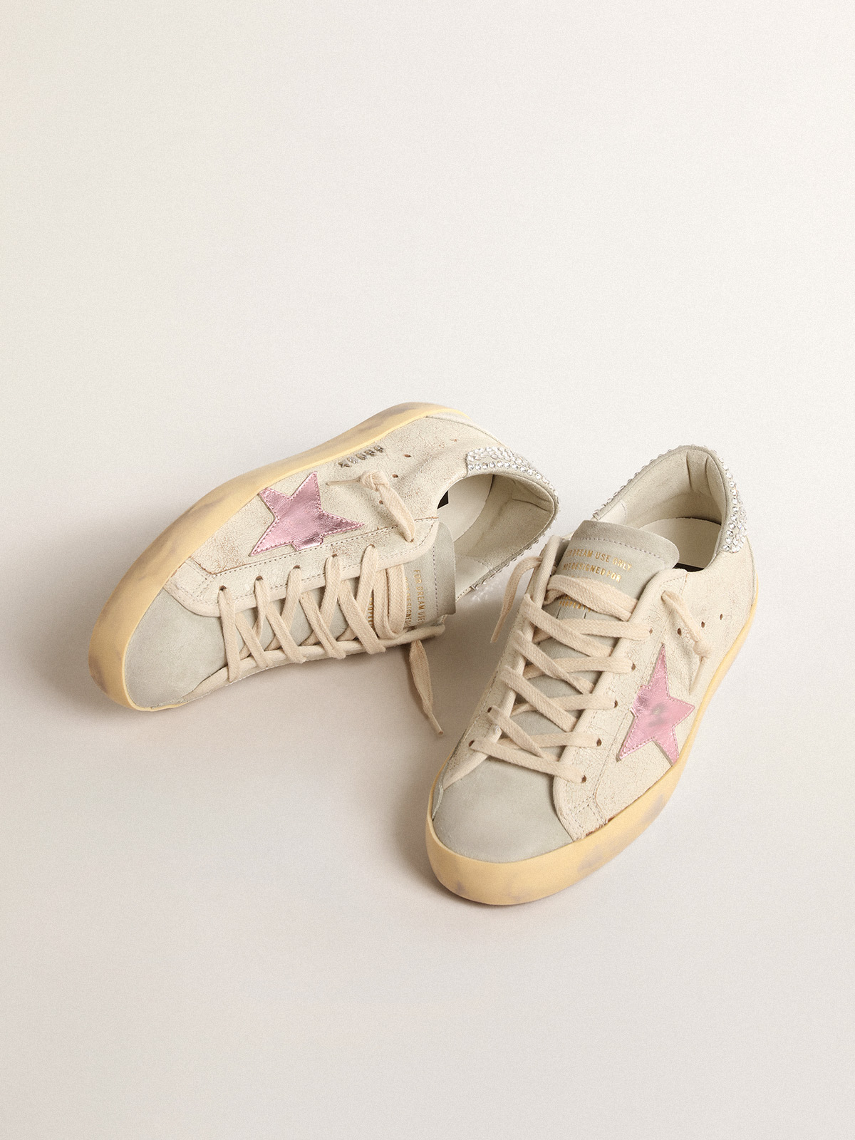 Super-Star LTD in ecru with Swarovski crystal heel tab| Golden Goose