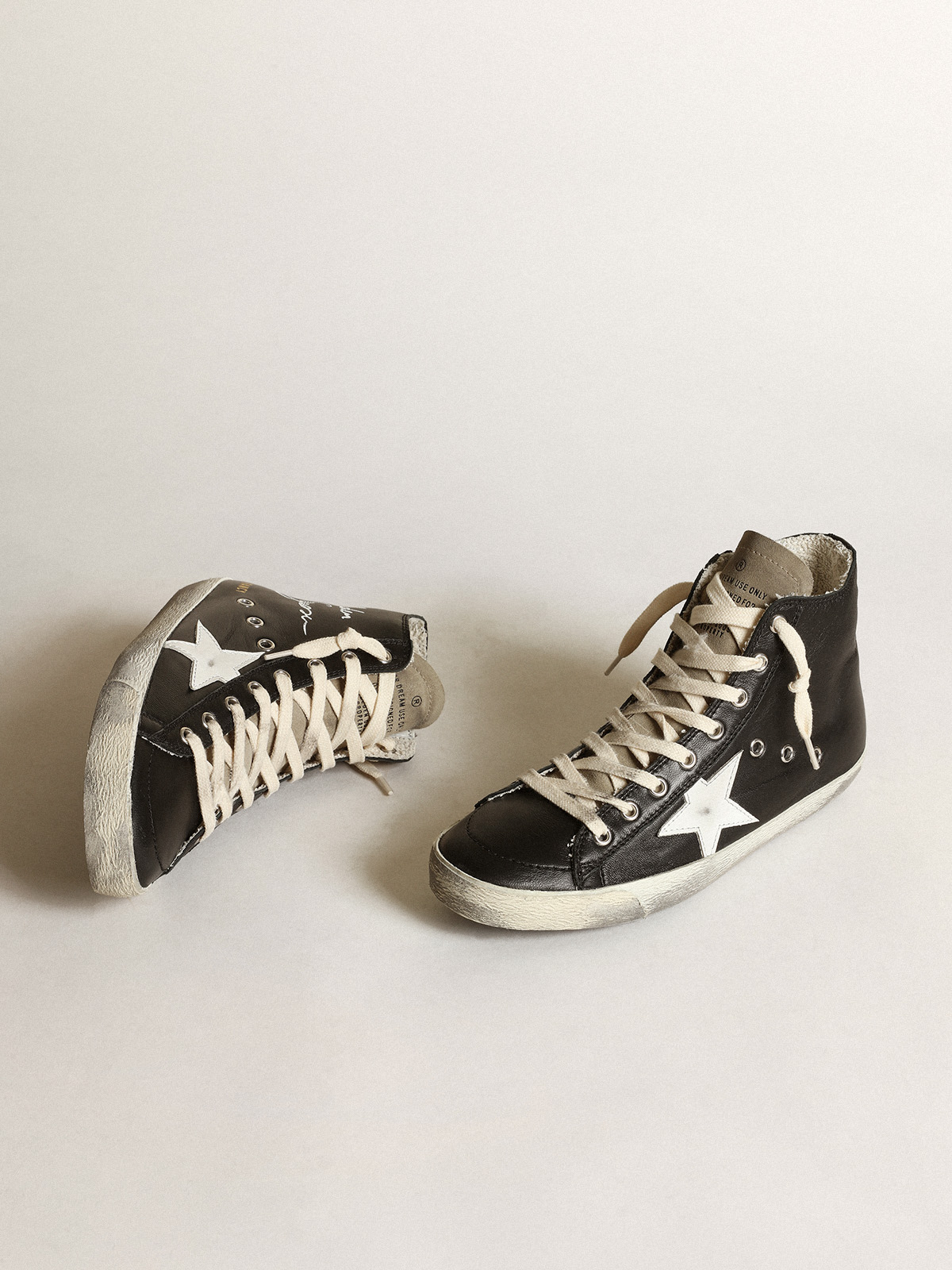 Women's Francy in black nappa with white leather star| Golden Goose