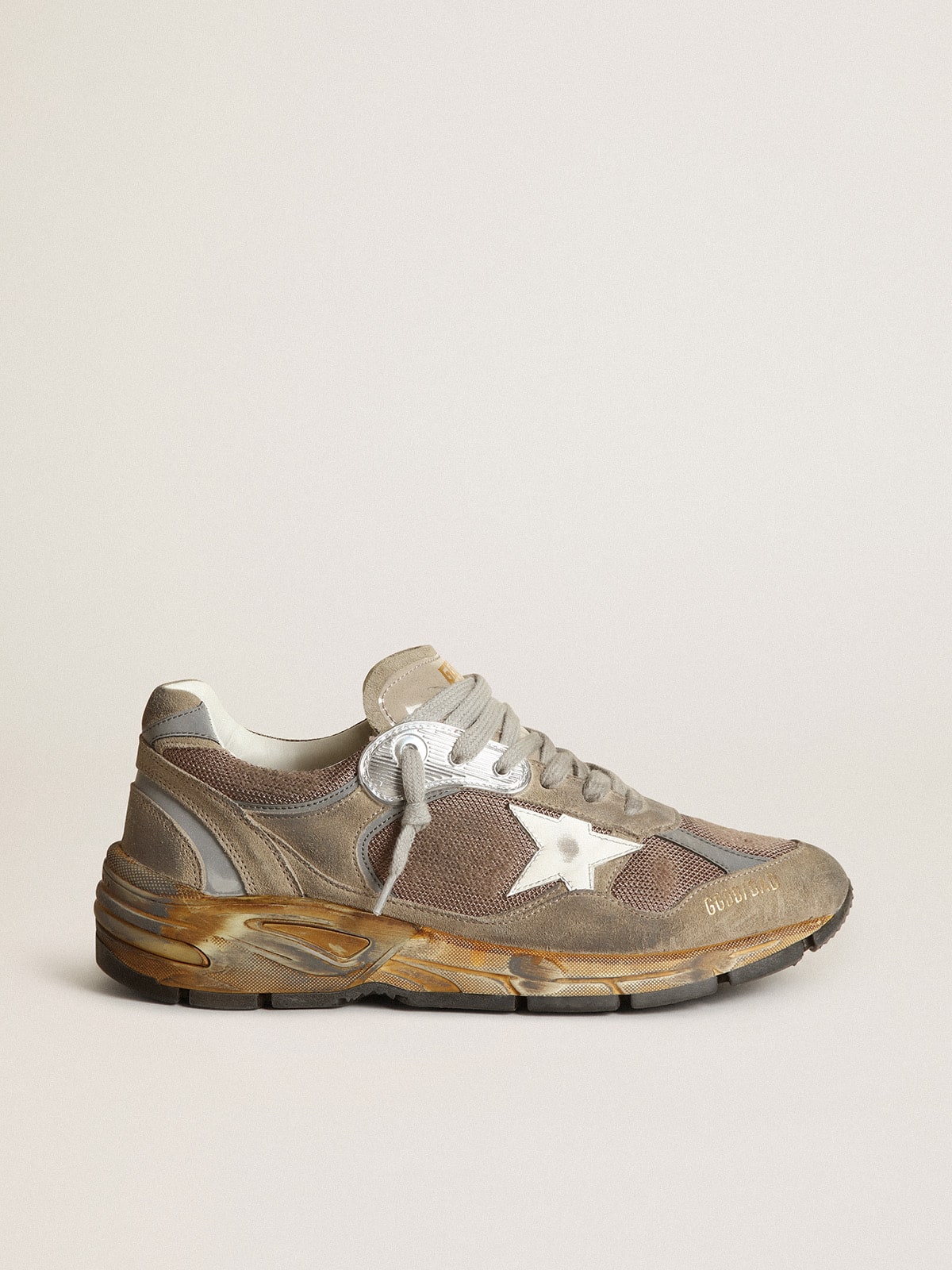 Men's Dad-Star in dove gray mesh and suede| Golden Goose